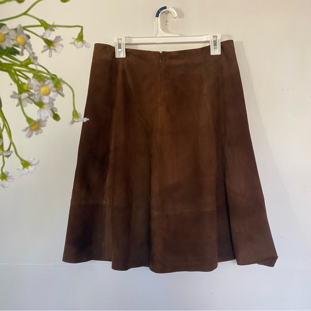 TOMMY HILFIGER Women's Chestnut Brown Suede A-Line Skirt Fully Lined Size 6